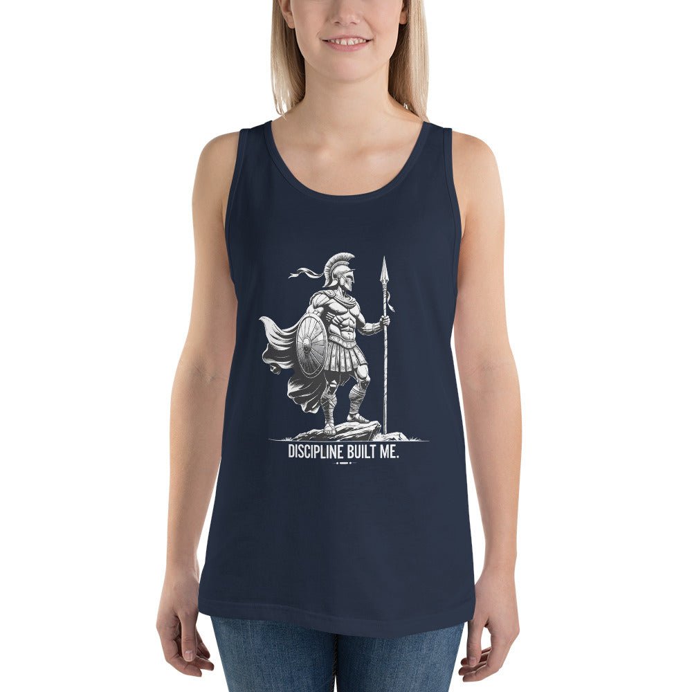 “Discipline Built Me” Spartan Warrior Tank — Mental Toughness Series for athletes | PeakFit Apparel