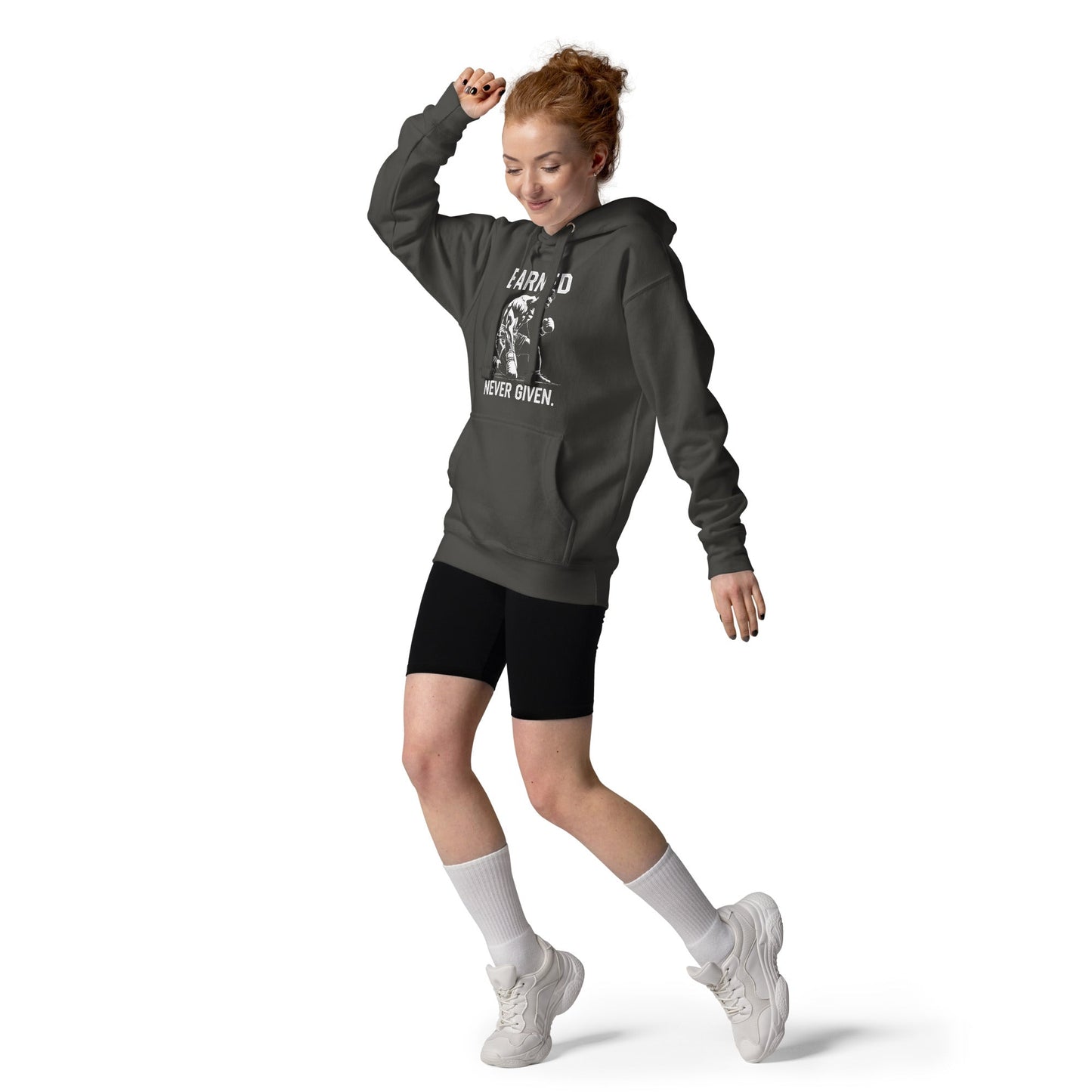"Earned. Never Given".Hoodie – Mental Toughness Series for athletes | PeakFit Apparel