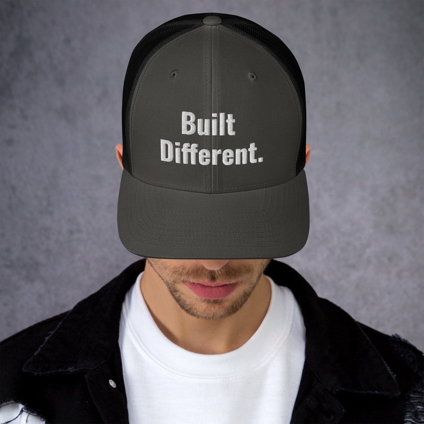 “BUILT DIFFERENT.” Trucker Cap | PeakFit Apparel for athletes | PeakFit Apparel