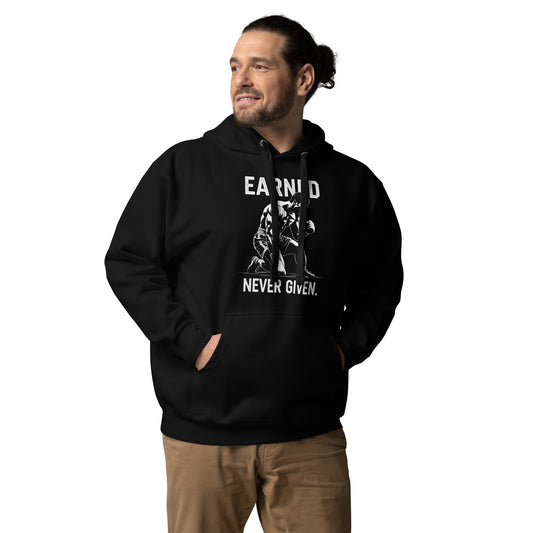 "Earned. Never Given".Hoodie – Mental Toughness Series for athletes | PeakFit Apparel