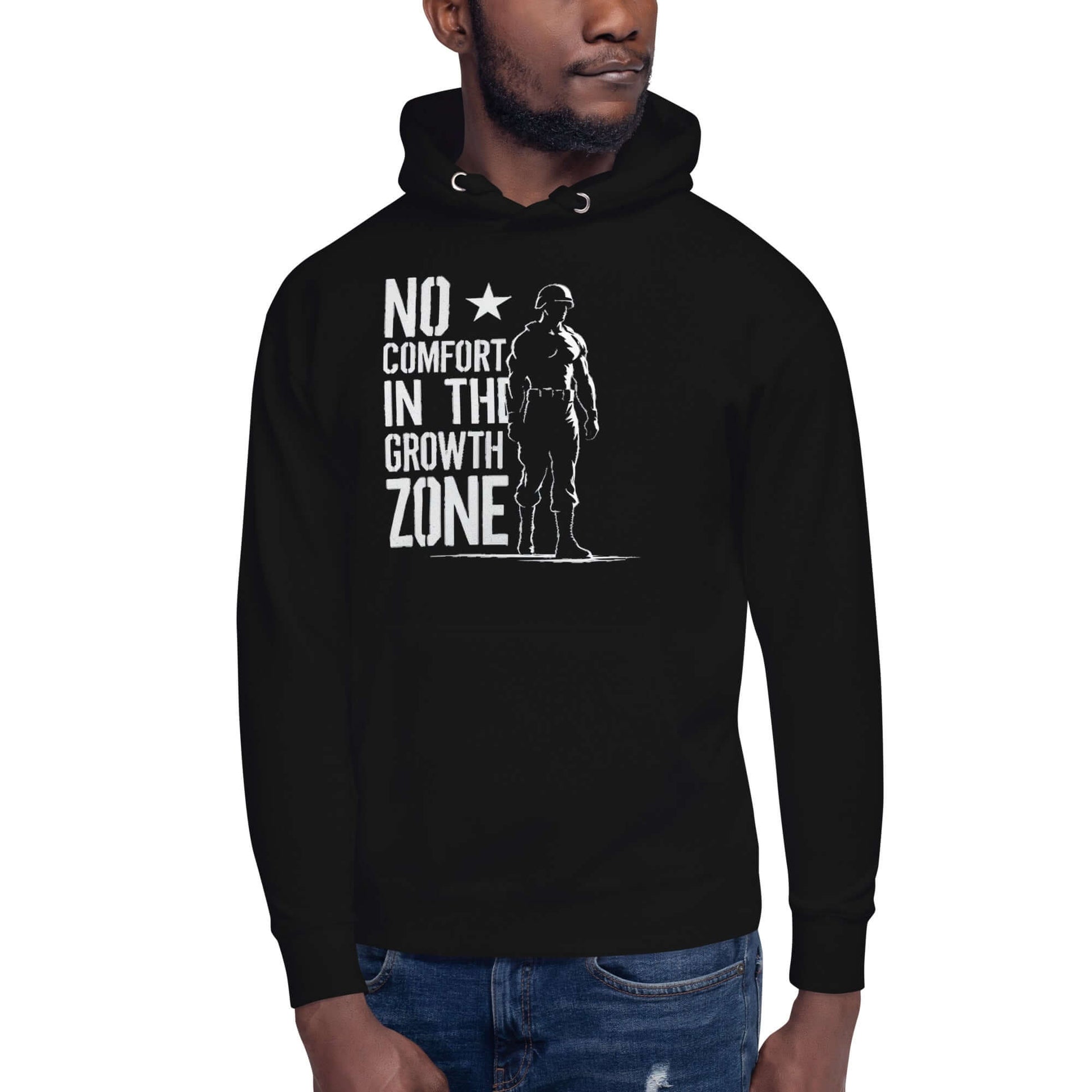 “No Comfort in the Growth Zone” Premium Hoodie – Mental Toughness Series for athletes | PeakFit Apparel
