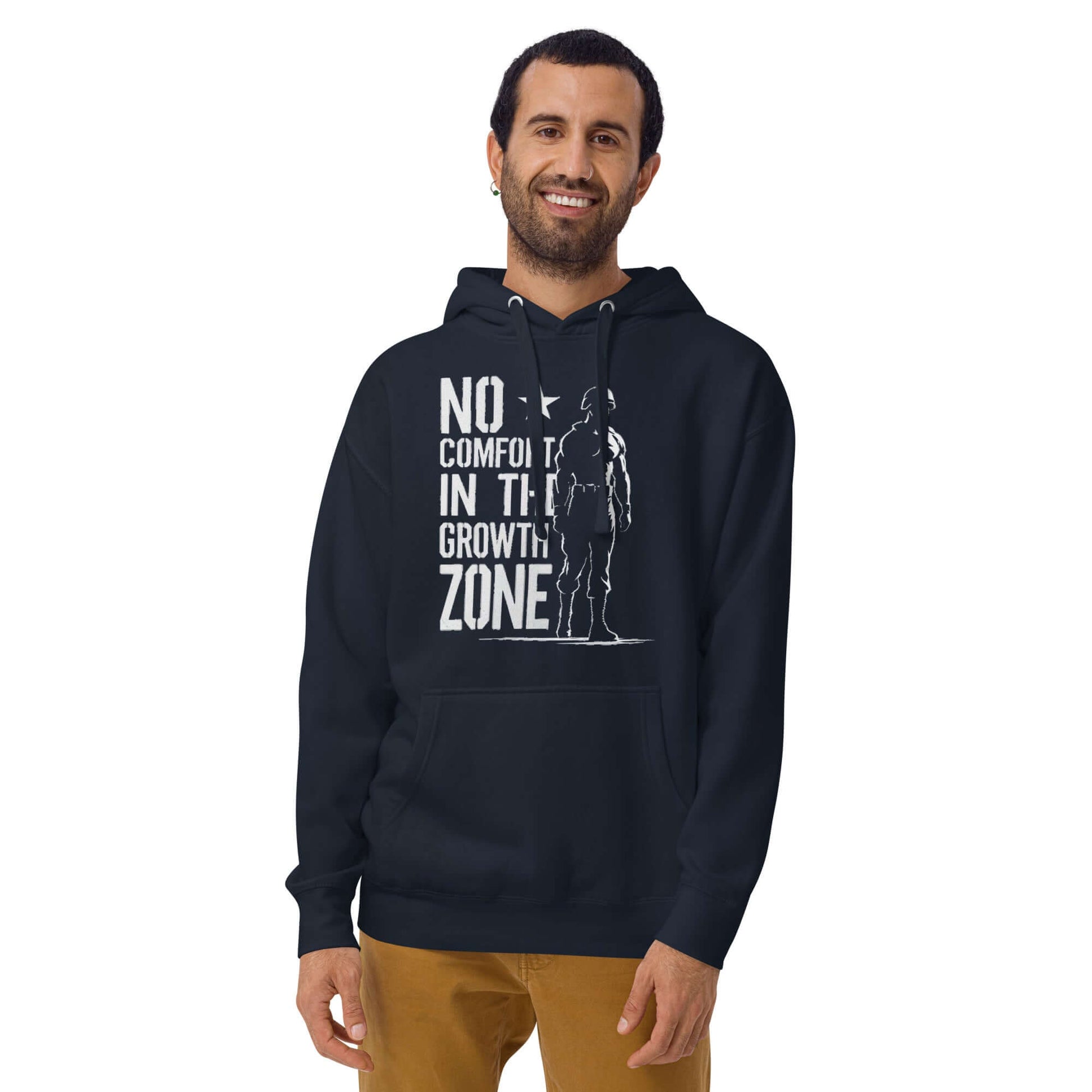 “No Comfort in the Growth Zone” Premium Hoodie – Mental Toughness Series for athletes | PeakFit Apparel