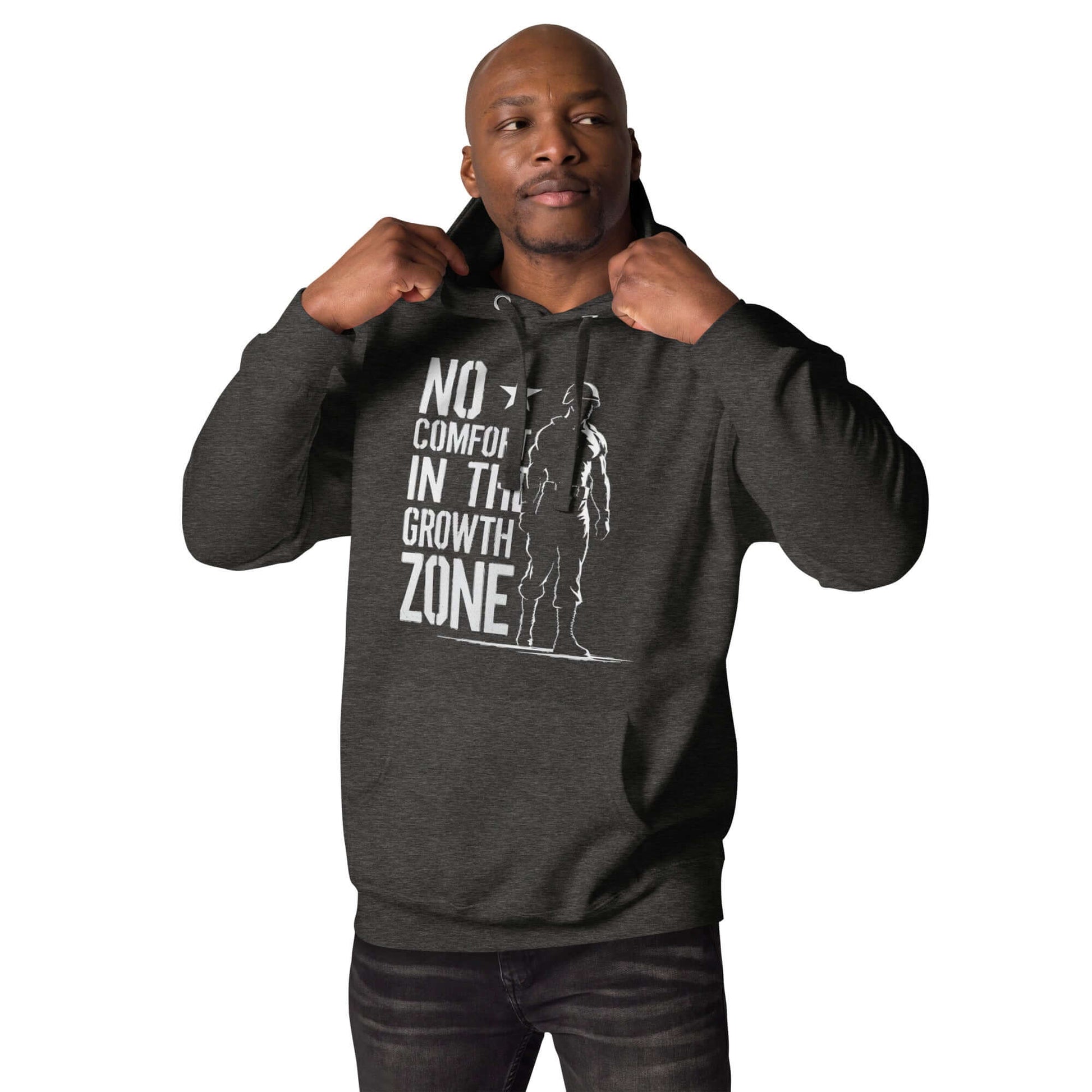 “No Comfort in the Growth Zone” Premium Hoodie – Mental Toughness Series for athletes | PeakFit Apparel