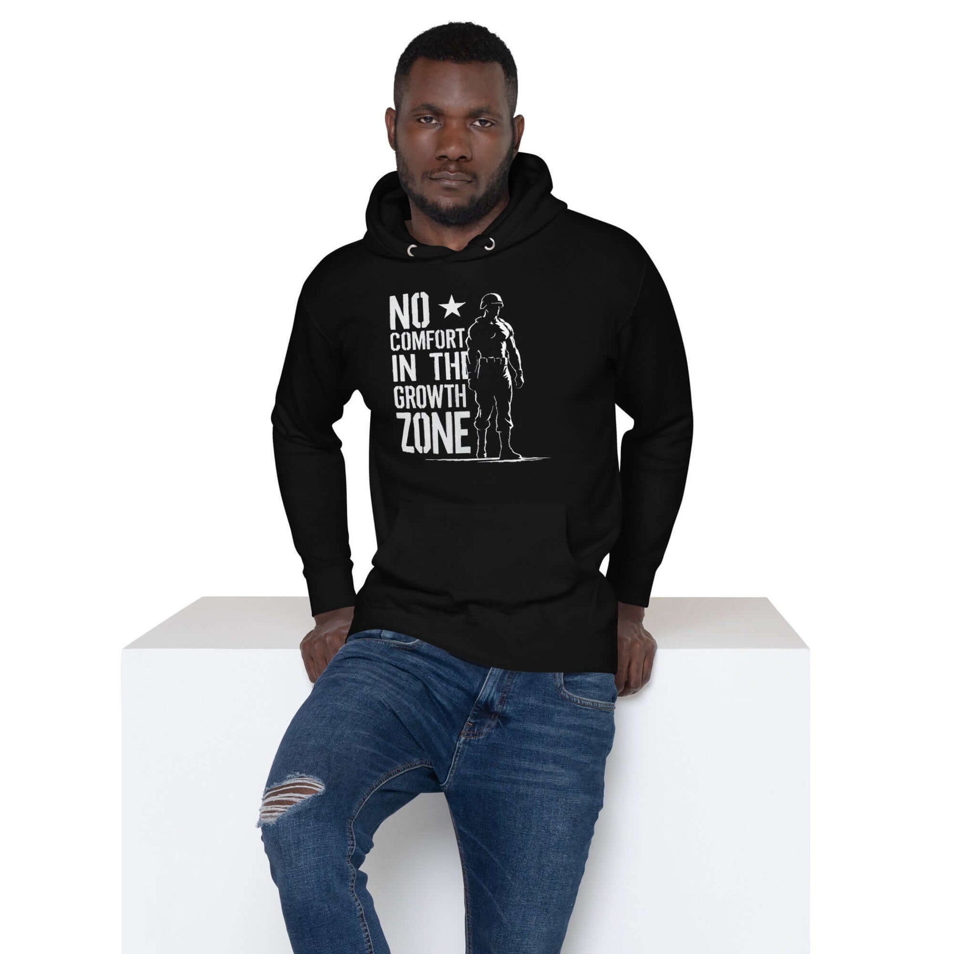 “No Comfort in the Growth Zone” Premium Hoodie – Mental Toughness Series for athletes | PeakFit Apparel
